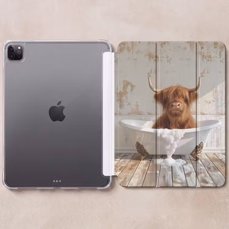 iPad-Hülle - Schottischer Highlander - Badewanne - Vintage - Kuh — 6