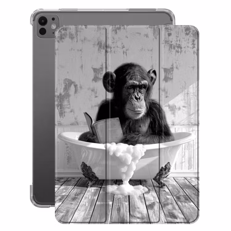 iPad-Hülle - Vintage - Affe - Badewanne - Schaumstoff - Tier — 1