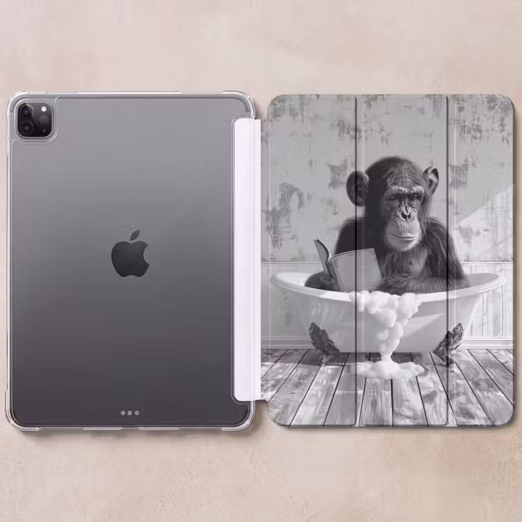 iPad-Hülle - Vintage - Affe - Badewanne - Schaumstoff - Tier — 6