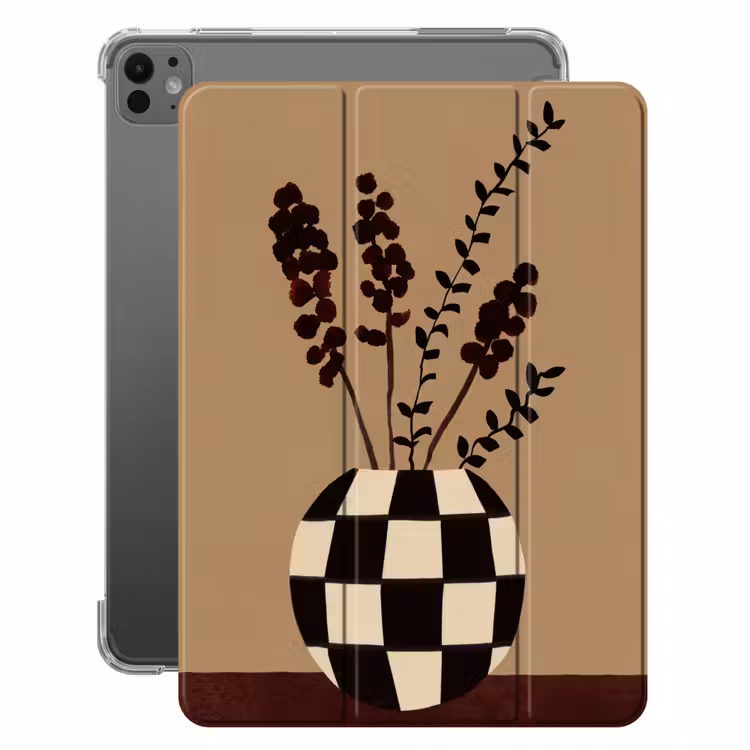 iPad-Hülle - Minimalistisch - Vase - Blumen - Braun — 1