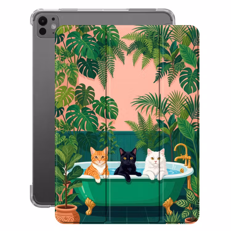iPad-Hülle - Badezimmer - Katzenparade - Farbenfroh — 1