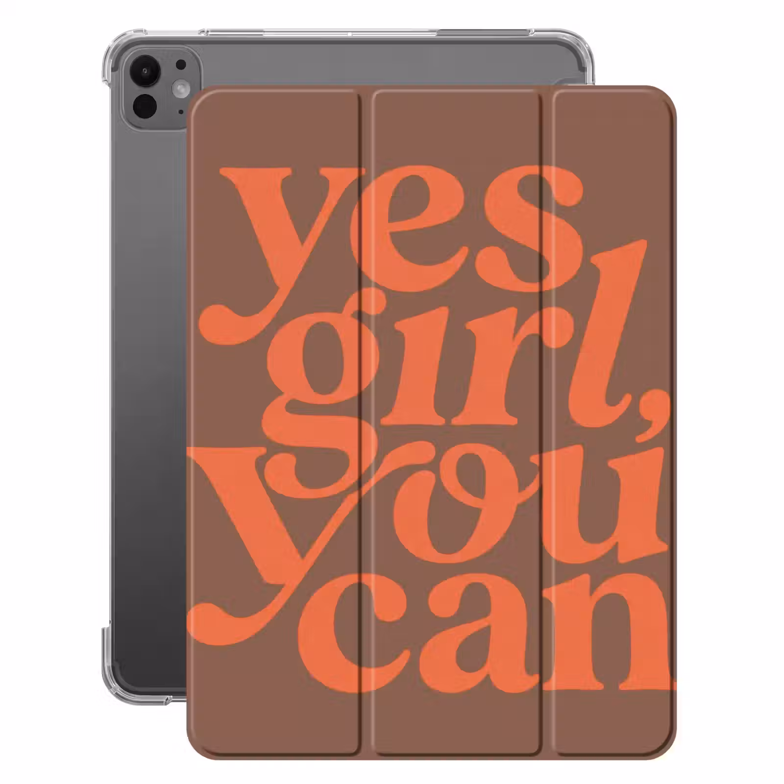 iPad-Hülle - Yes girl you can - Orange - Braun — 1