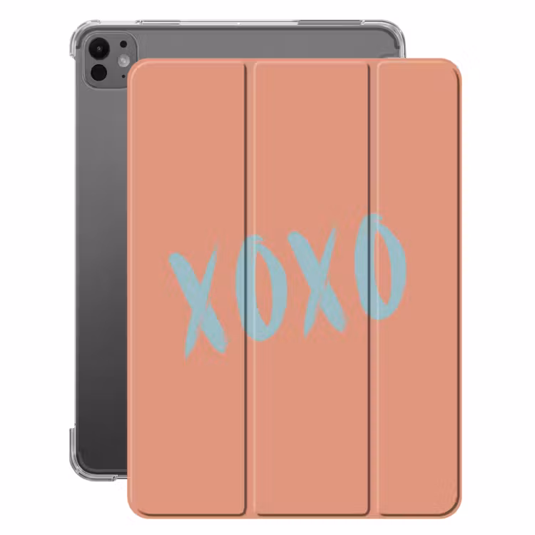 iPad-Hülle - XOXO - Blau - Pfirsichfarben — 1