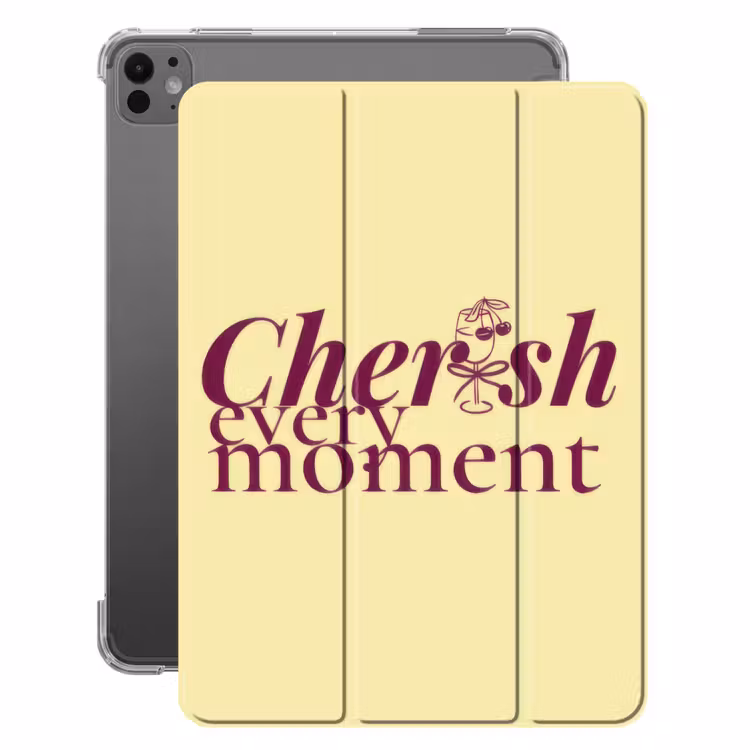 iPad-Hülle - Genieße jeden Moment - Cocktailglas - Gelb — 1