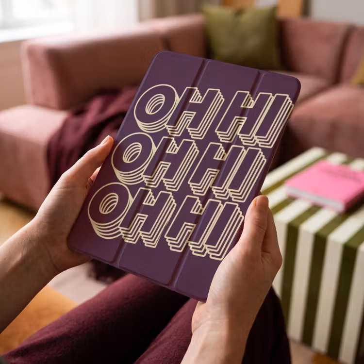iPad-Hülle - Oh hallo - Lila - 3D — 4