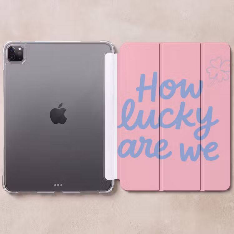 iPad-Hülle - Wie glücklich sind wir - Vierblättriges Kleeblatt - Rosa - Blau — 6