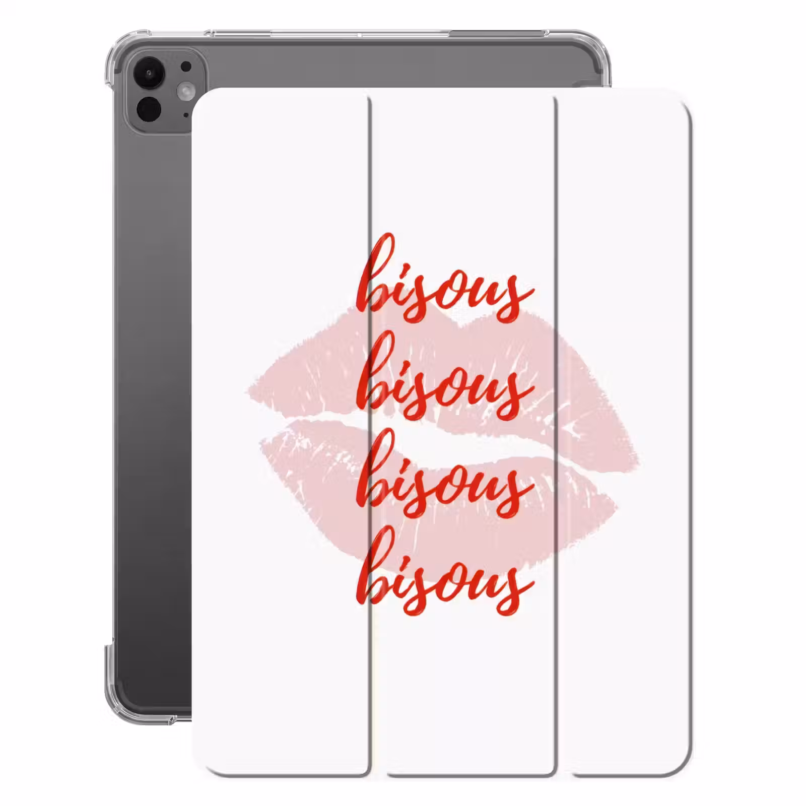 iPad-Hülle - Bisous - Lippen - Weiß - Rot — 1