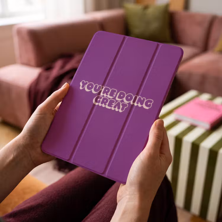 iPad-Hülle - Du machst das toll - Lila - Blasen-Buchstaben — 4