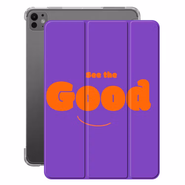 iPad-Hülle - Siehe das Gute - Orange - Lila - Smiley — 1