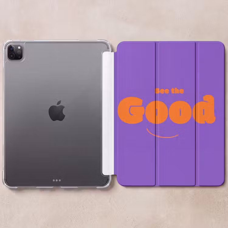 iPad-Hülle - Siehe das Gute - Orange - Lila - Smiley — 6