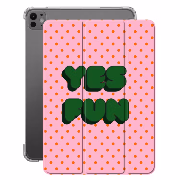 iPad-Hülle - Ja Spaß - Grün - Rosa - Punkte — 1
