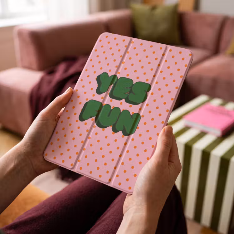 iPad-Hülle - Ja Spaß - Grün - Rosa - Punkte — 4
