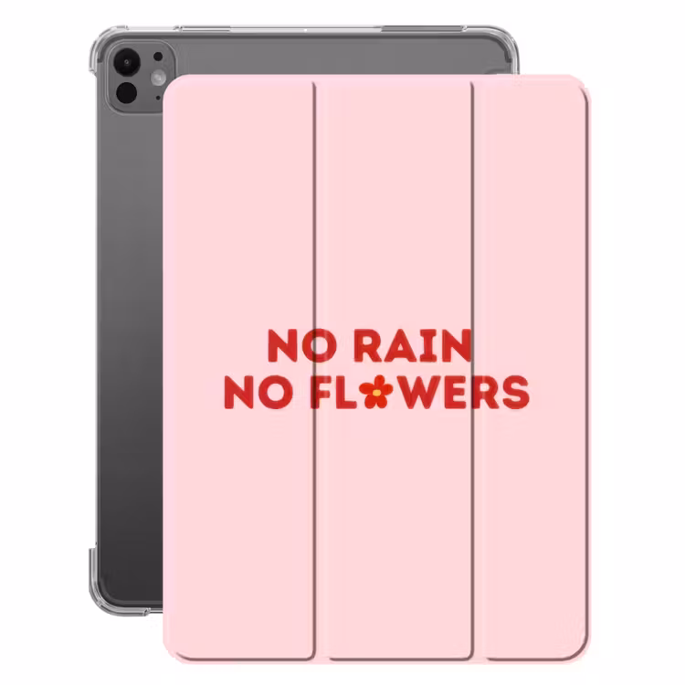iPad-Hülle - Kein Regen keine Blumen - Minimalistisch - Rosa - Blume — 1