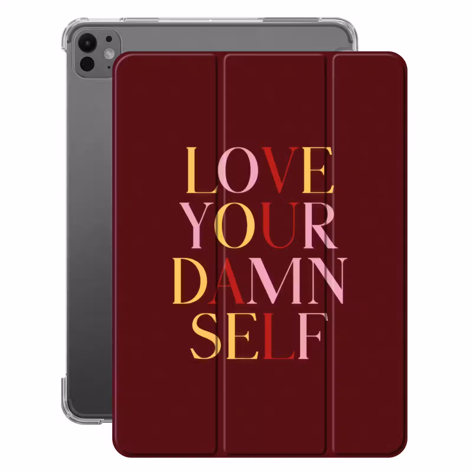 iPad-Hülle - Love your damn self - Bunt - Bordeaux — 1