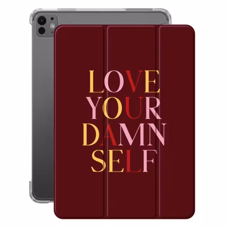 iPad-Hülle - Love your damn self - Bunt - Bordeaux — 1