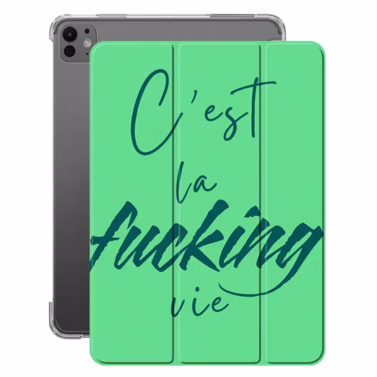 iPad-Hülle - c'est la fucking vie - Grün - Bürstenstil — 1