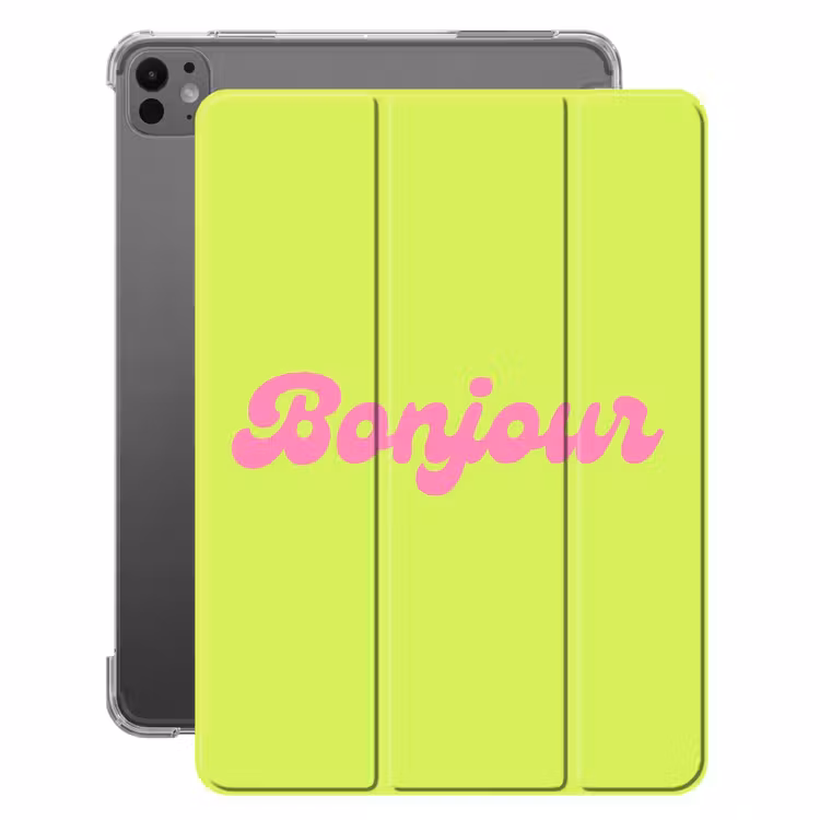 iPad-Hülle - Grün - Rosa - Bonjour - Retro — 1