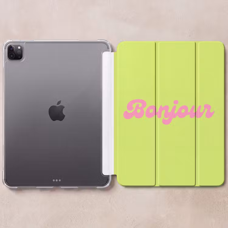 iPad-Hülle - Grün - Rosa - Bonjour - Retro — 6