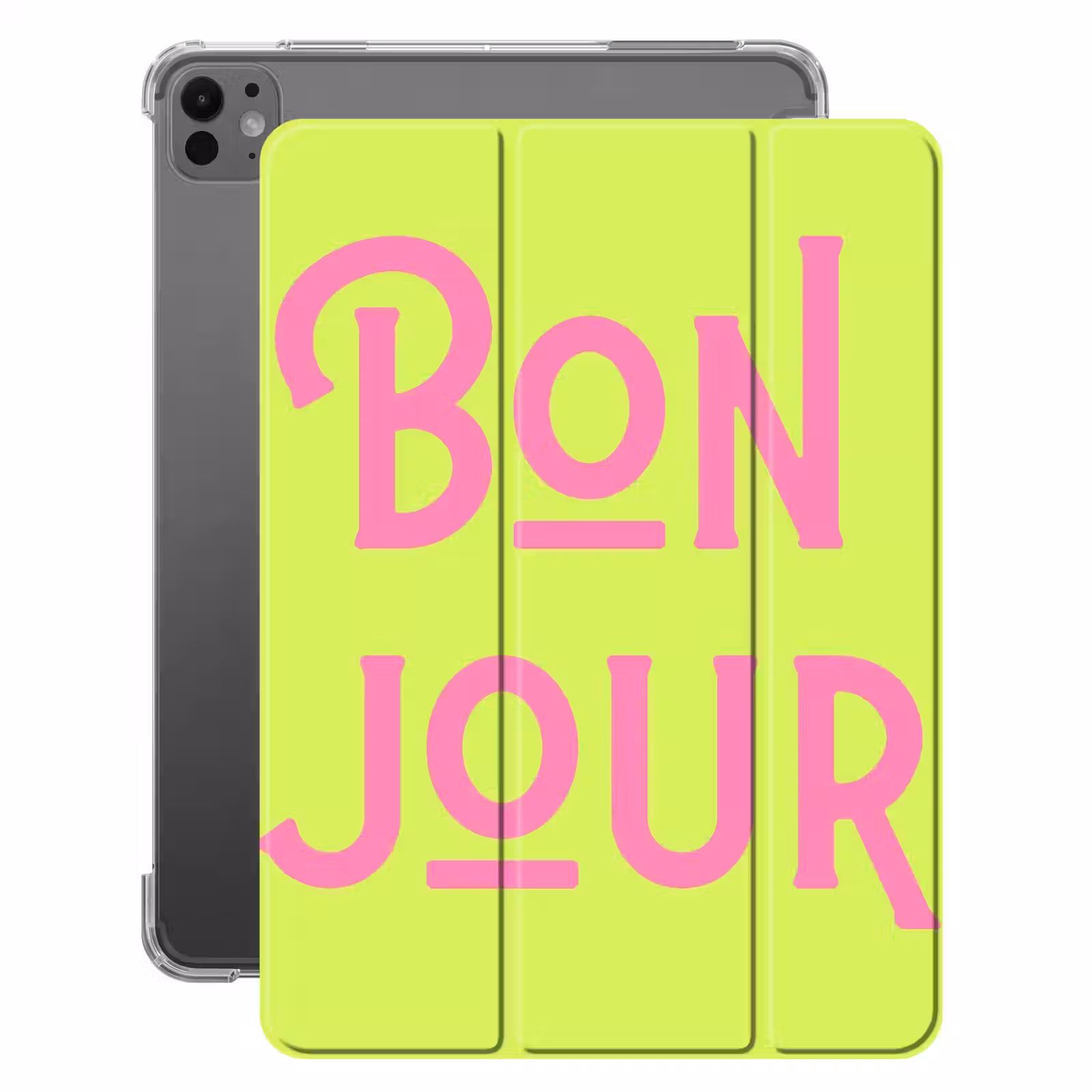 iPad-Hülle - Grün - Rosa - Bonjour - Kunst — 1