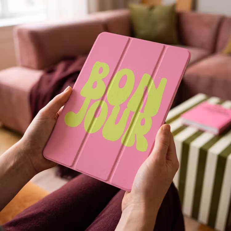 iPad-Hülle - Bonjour - Rosa - Hellgrün — 4