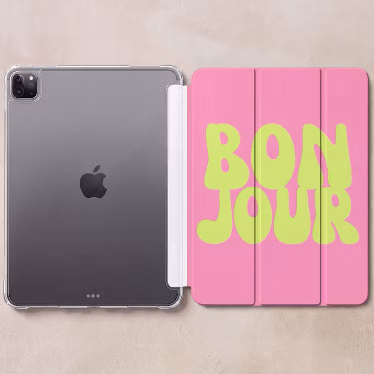 iPad-Hülle - Bonjour - Rosa - Hellgrün — 6