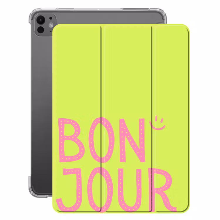 iPad-Hülle - Grün - Smiley - Bonjour - Rosa — 1
