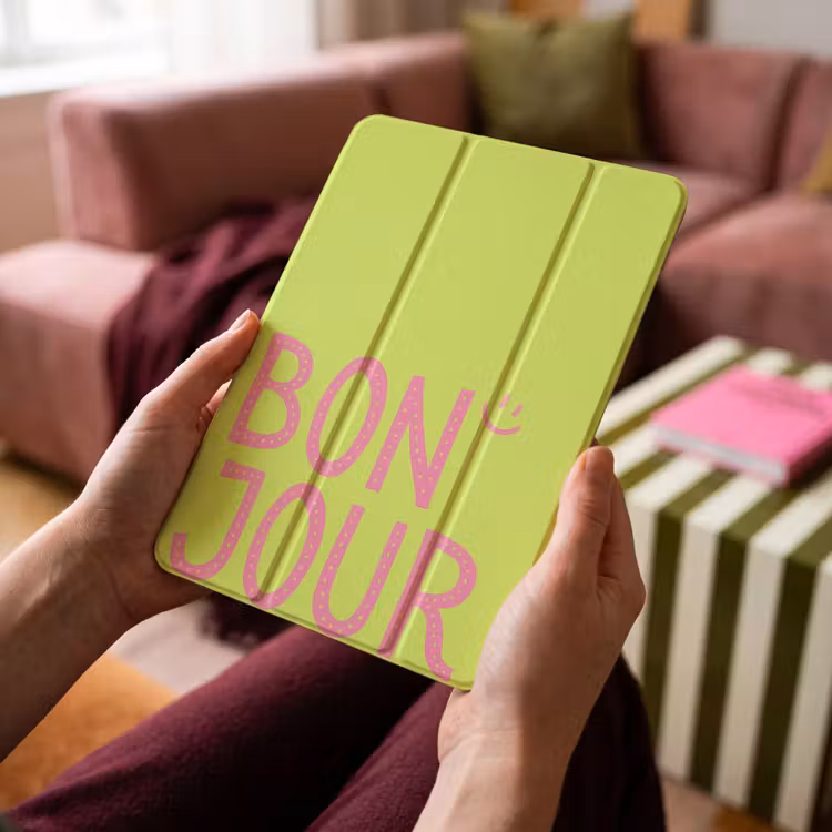 iPad-Hülle - Grün - Smiley - Bonjour - Rosa — 4