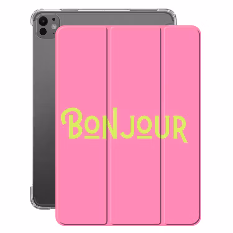 iPad-Hülle - Rosa - Grün - Bonjour - Kunst — 1