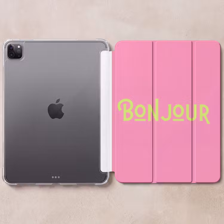 iPad-Hülle - Rosa - Grün - Bonjour - Kunst — 6