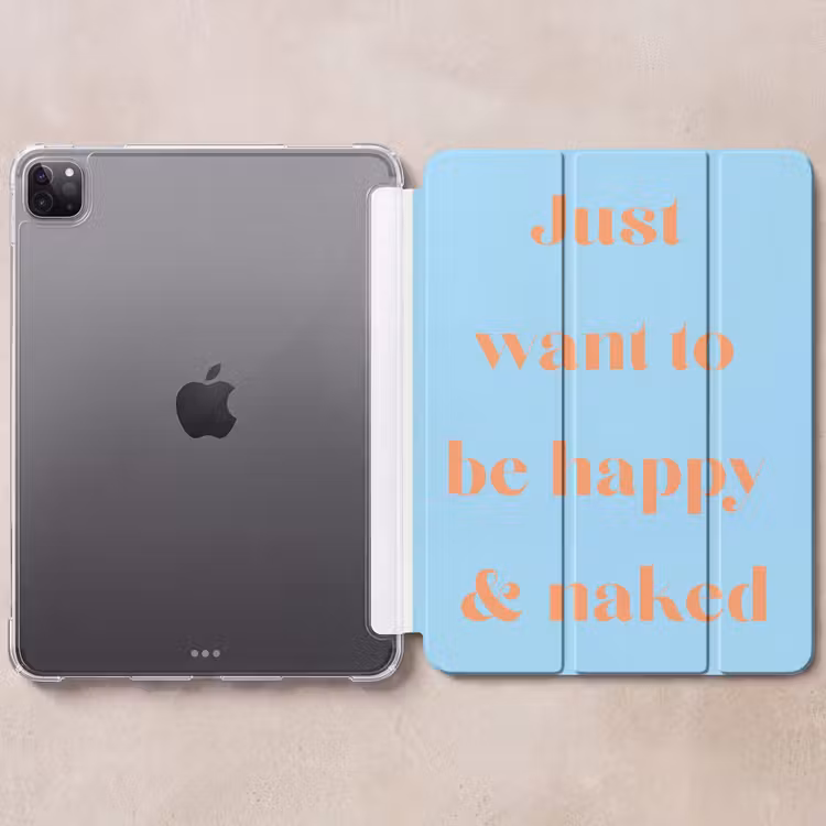 iPad-Hülle - Blau - Orange - Ich will einfach nur glücklich und nackt sein — 6