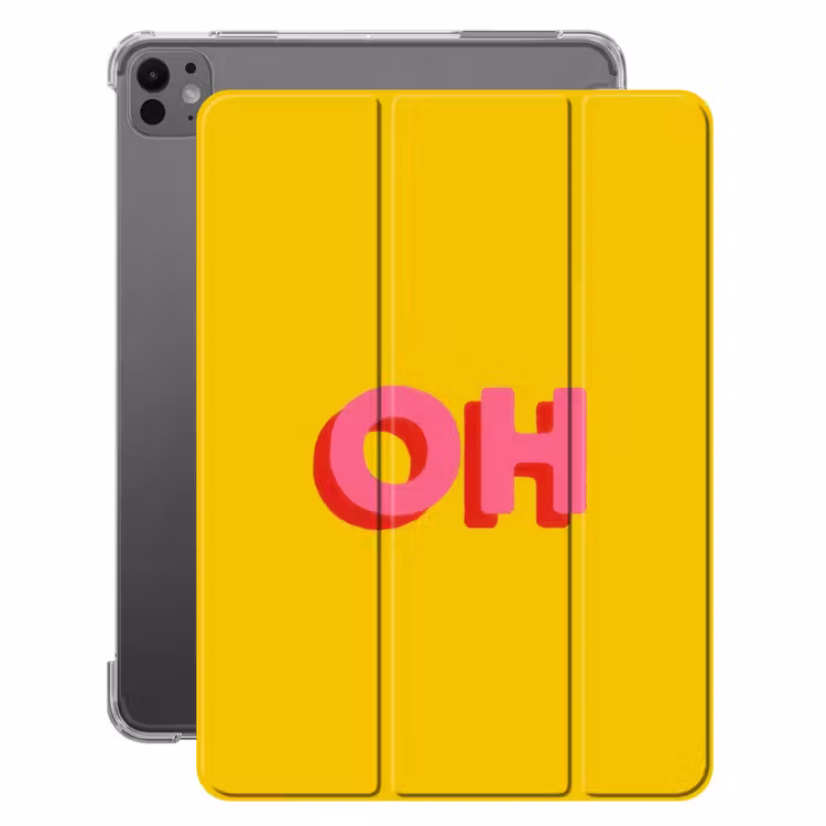 iPad-Hülle - Gelb - Rosa - Oh - 3D — 1
