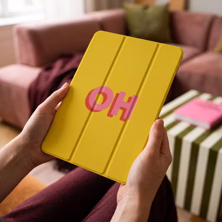 iPad-Hülle - Gelb - Rosa - Oh - 3D — 4