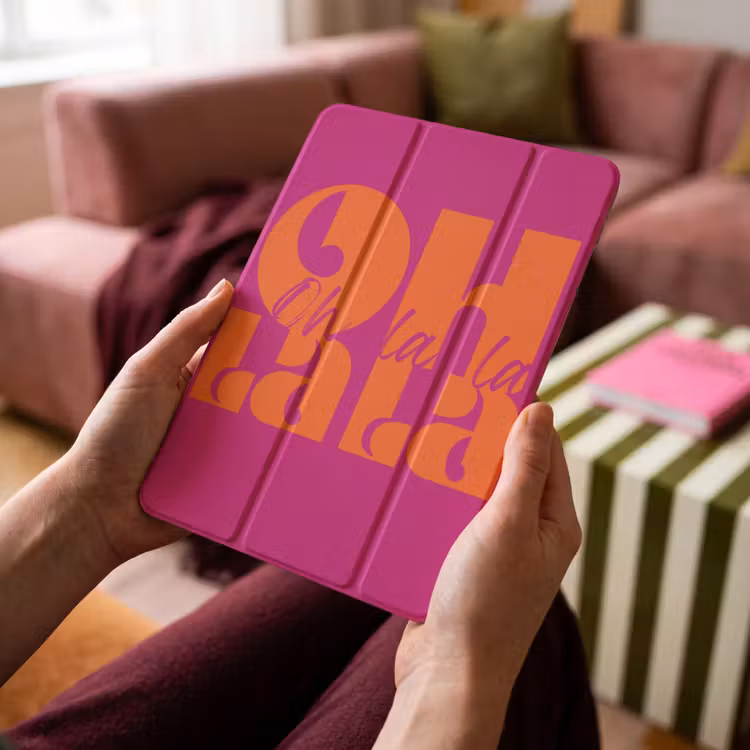 iPad-Hülle - Oh la la - Rosa - Orange - Gestapelte Buchstaben — 4