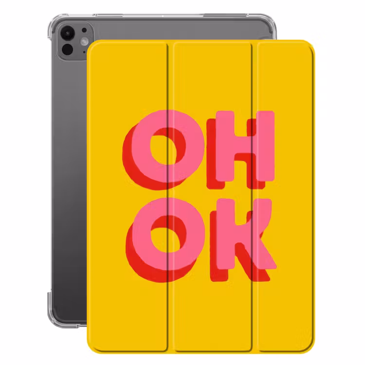 iPad-Hülle - Oh ok - 3D - Gelb - Rosa — 1