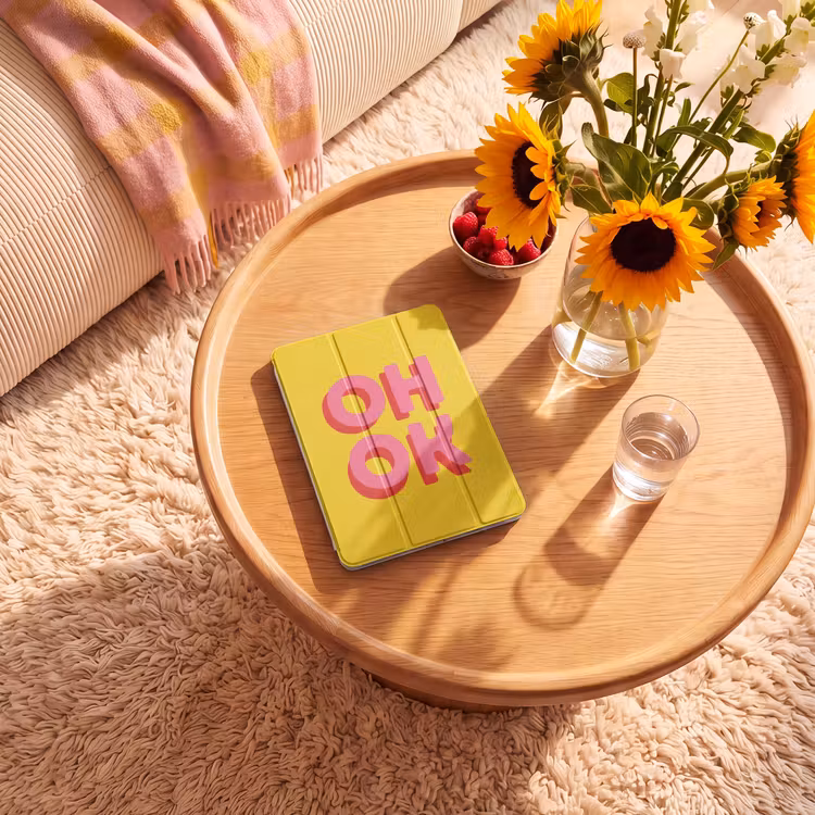 iPad-Hülle - Oh ok - 3D - Gelb - Rosa — 2