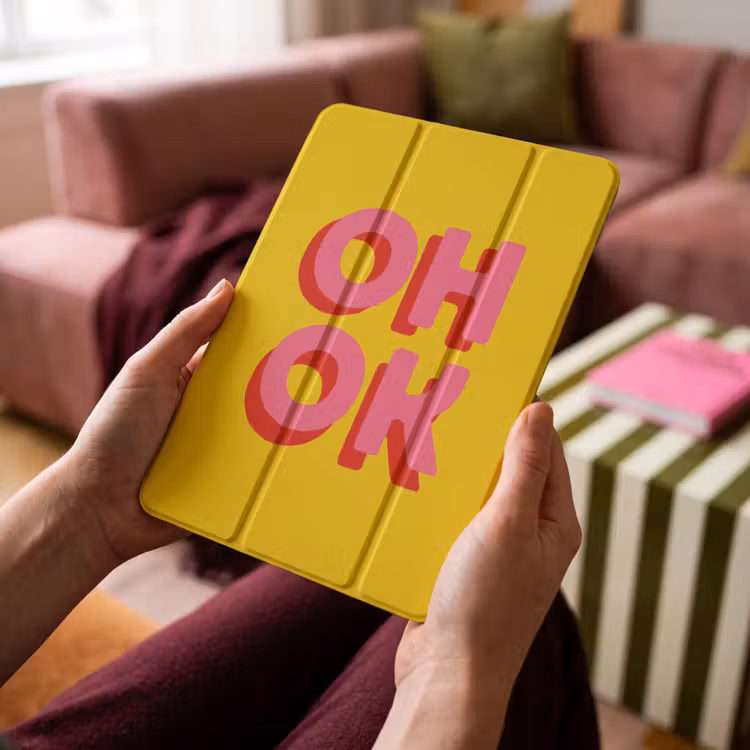 iPad-Hülle - Oh ok - 3D - Gelb - Rosa — 4