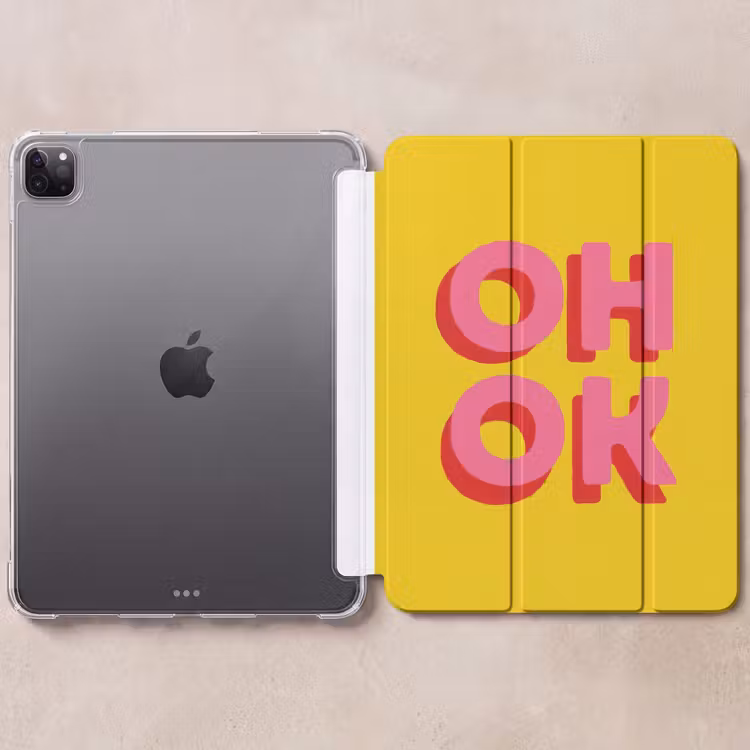 iPad-Hülle - Oh ok - 3D - Gelb - Rosa — 6