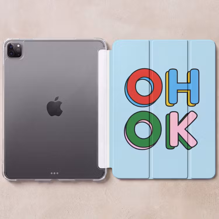 iPad-Hülle - Oh ok - Blau - Farbenfroh — 6