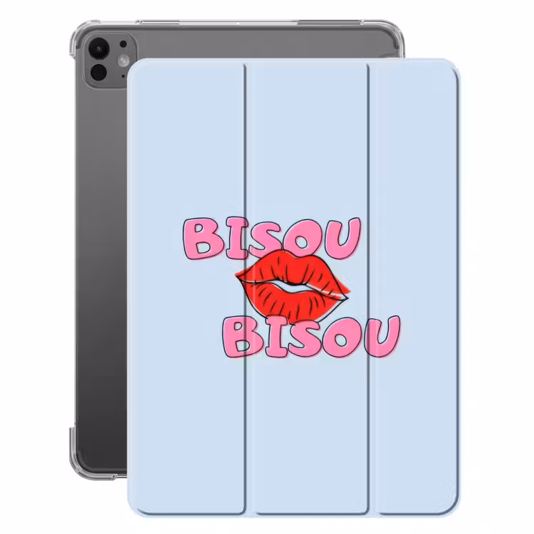 iPad-Hülle - Bisou - Blau - Rosa - Lippen — 1