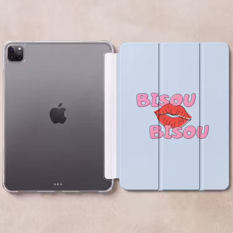 iPad-Hülle - Bisou - Blau - Rosa - Lippen — 6