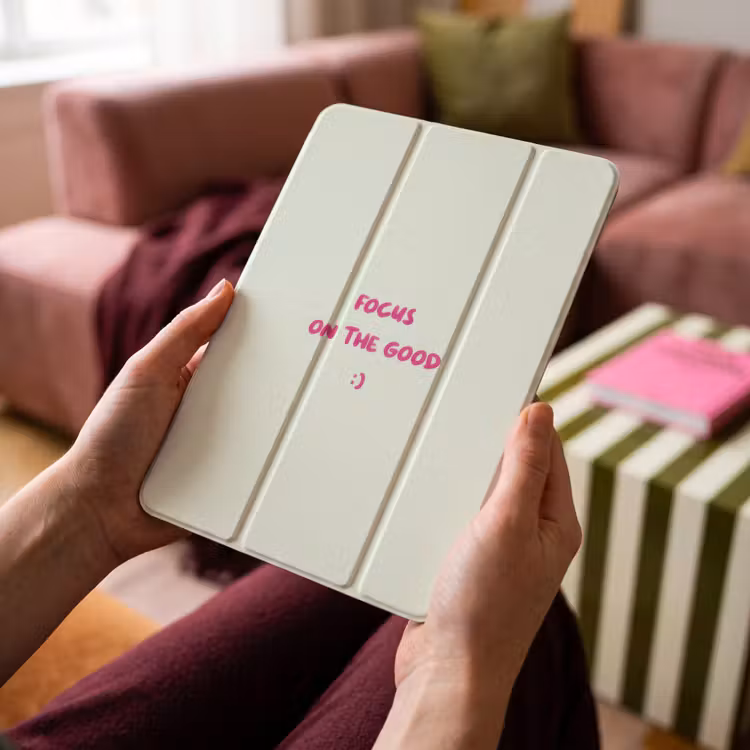 iPad-Hülle - Fokus - Beige - Rosa - Smiley — 4