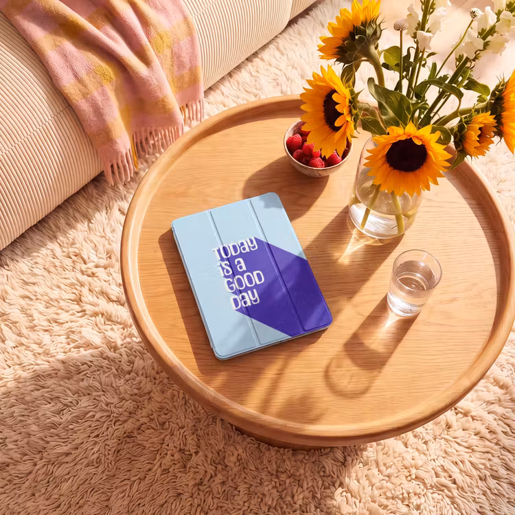 iPad-Hülle - Heute ist ein guter Tag - Blau - Schatten — 2