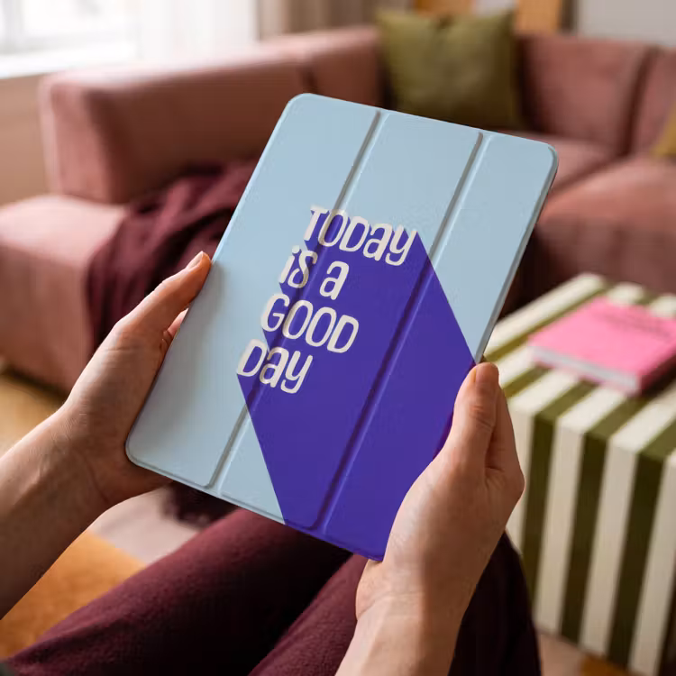 iPad-Hülle - Heute ist ein guter Tag - Blau - Schatten — 4