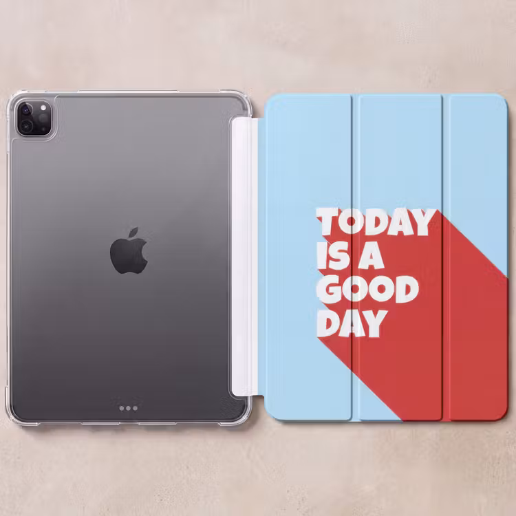 iPad-Hülle - Heute ist ein guter Tag - Rot - Hellblau — 6