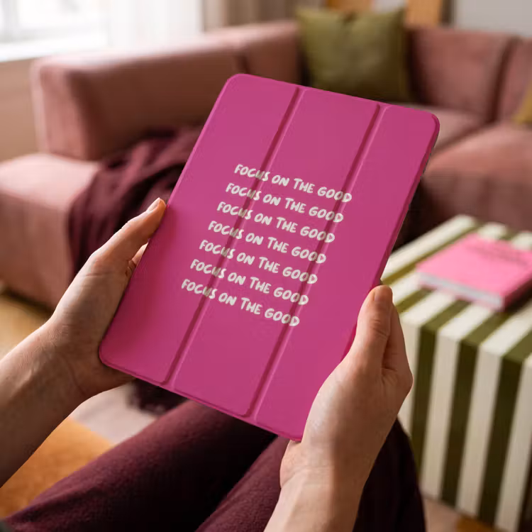 iPad-Hülle - Konzentration auf das Gute - Rosa - Weiß — 4