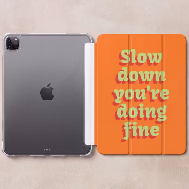 iPad-Hülle - Orange - Langsam, du machst das gut - Retro — 6