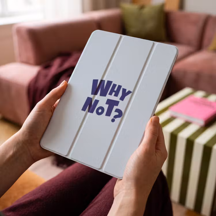 iPad-Hülle - Warum nicht - Blau - Hellblau - Zitat — 4