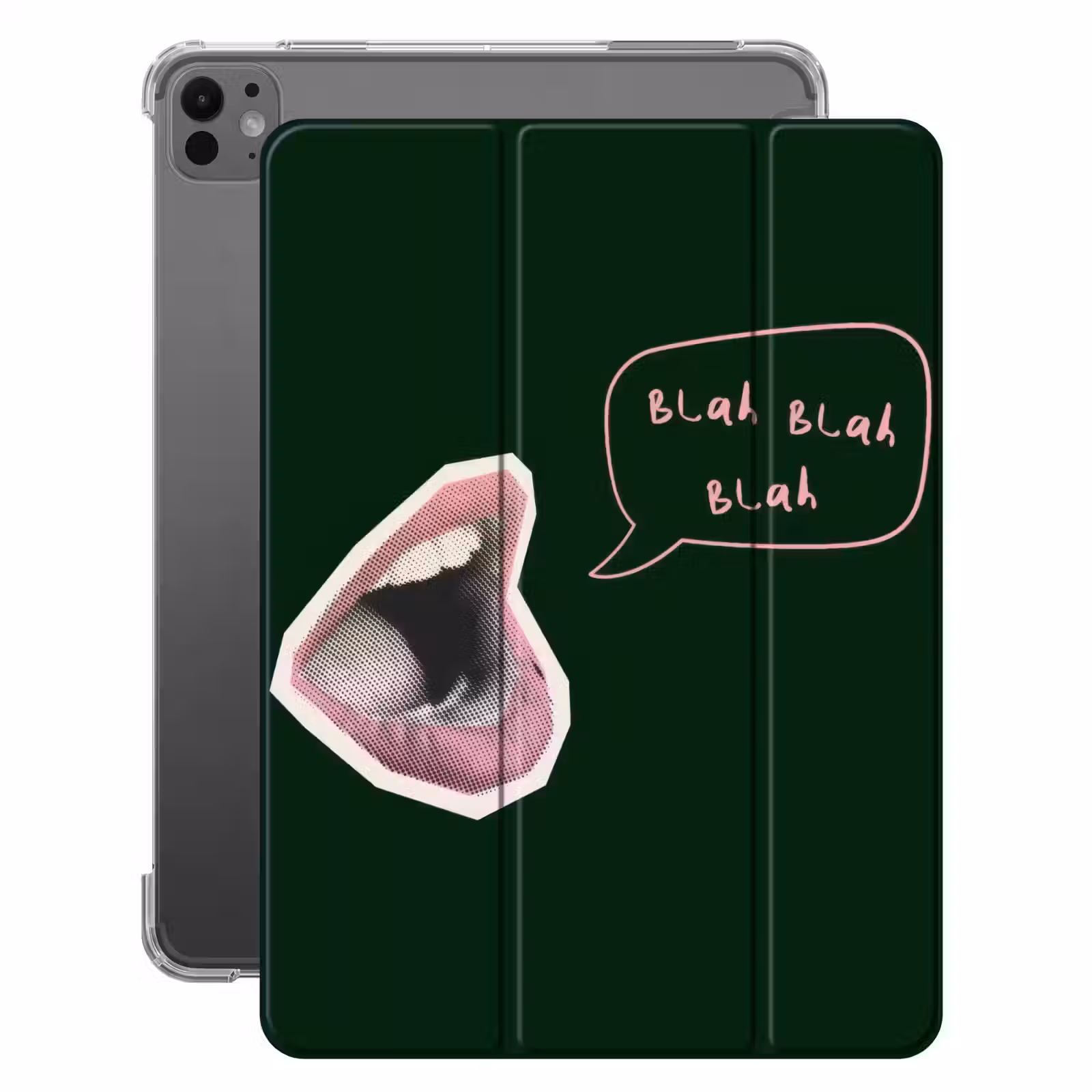 iPad-Hülle - Illustration - Mund - Dunkelgrün - Textwolke — 1