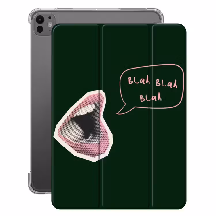 iPad-Hülle - Illustration - Mund - Dunkelgrün - Textwolke — 1
