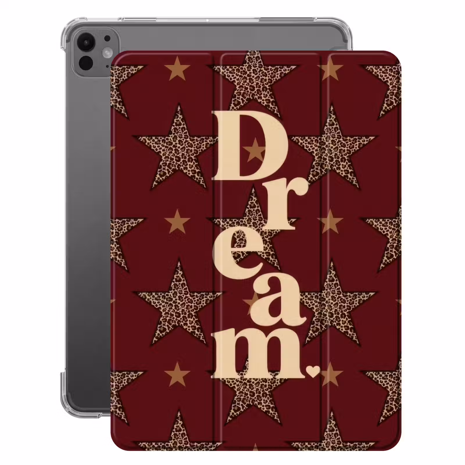 iPad-Hülle - Sterne - Leopardenmuster - Traum - Bordeaux — 1